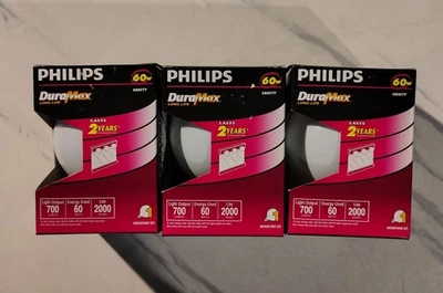 3 Philips DuraMax 60 Watt Light Bulb For Vanity Strips REDUCED GLARE - Image 1 of 4