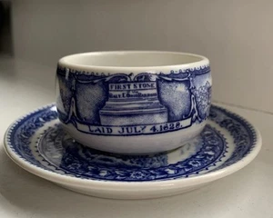 Baltimore Ohio Railroad Lamberton China Scammells Cup Saucer First Stone July 4 - Picture 1 of 21