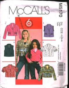 5170 Vintage McCalls SEWING Pattern Girls Easy Unlined Vest Jackets 3 4 Casual - Picture 1 of 2