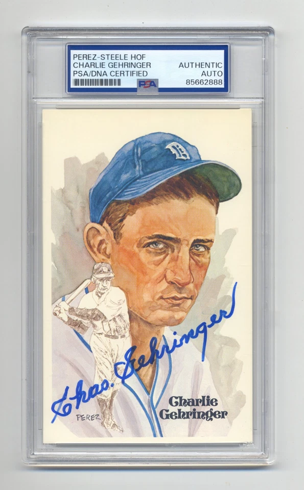 SUPERB CHARLIE GEHRINGER  PSA/DNA SIGNED  PEREZ STEELE POST CARD - Image 1 of 1