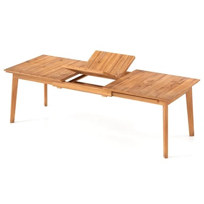 71"-94" Rectangular Teak Wood Table Patio Extendable Dining Table for 6-8 - Image 1 of 4