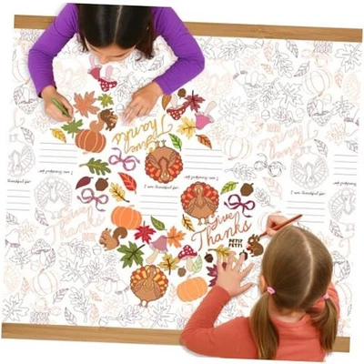  Toalha de mesa para colorir papel Ação de Graças - 9' x 4,5' | Festa de férias de outono  - Imagem 1 de 4