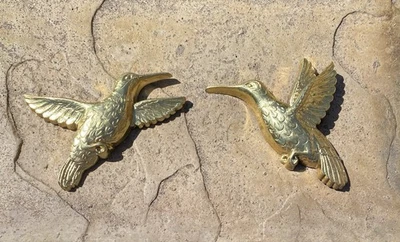 MCM 复古 Homco 金色蜂鸟墙艺术家居装饰 7669 美国制造 批量 2 件 — 第 1/4 张图片