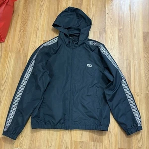 Obey Worldwide Windbreaker Jacket Mens Medium Black Skater Streetwear With Hood - Picture 1 of 7