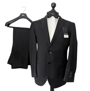 £115 Herren Marks & Spencer Schneiderei schwarz Smoking Abendessen Anzug 44R W40" L31" *Neu mit Etikett* - Bild 1 von 16