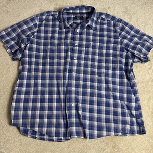Camicia uomo Nautica Flex a quadri con bottoni 3XLT blu antirughe - Foto 1 di 7