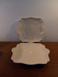 Wedgwood Queens Ware Plain Eared Square Plates X2 - Picture 1 of 17