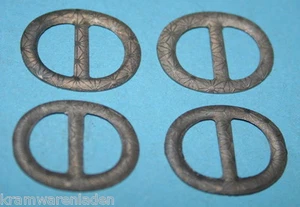 4 hebillas de chapa antiguas ovaladas en relieve para zapatos de muñeca, cinturón,...  - Imagen 1 de 1