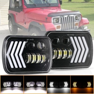 Pair 7X6" 5x7" LED Headlights Hi/Lo For Jeep Wrangler YJ 86-95 Cherokee XJ 84-01 - Bild 1 von 12