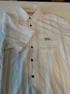 Weird Fish Men's Blue/Red Striped Short Sleeve Button Up Shirt Sz XL - Picture 1 of 5