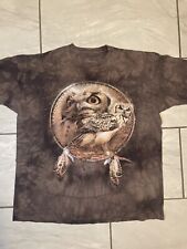 The Mountain Shirt Size XL Brown Tie Dye Owl Native Feathers Dreamcatcher USA