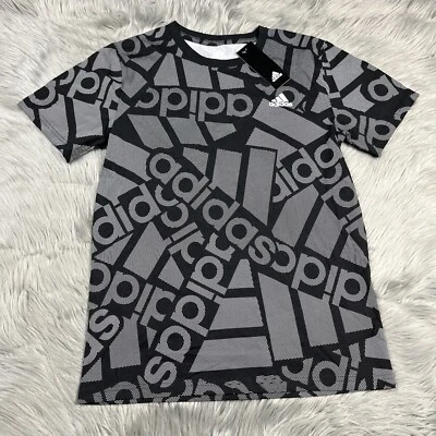 Camiseta Adidas negra estampada por todas partes para niños talla L 14/16 Foto 1 de 3