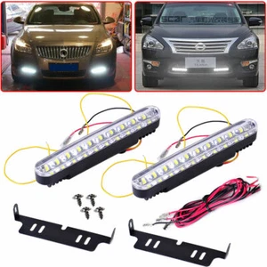 2PC 10 LED Daytime Running Light Driving Flowing White Turn Signal Strip - Picture 1 of 8