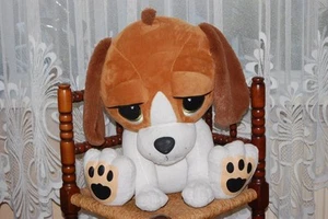 Dutch Holland White & Brown Sitting Dog Plush Jumbo Littlest Pet Shop Pop Eyes - Picture 1 of 2
