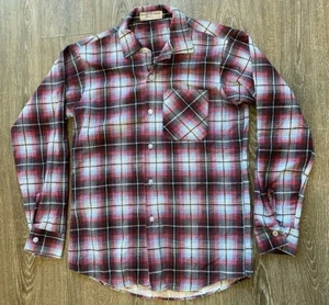 Vintage 40s 50s Psychiatric Ward Insane Asylum Shadow Plaid Flannel Work Shirt S - Picture 1 of 8