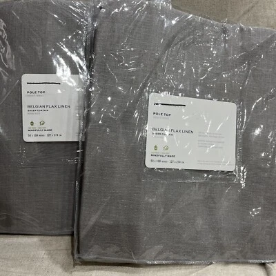 Pottery Barn Belgian Flax  Linen SHEER  S/2 50x108 Drape Gray - Image 1 of 2