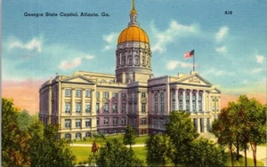 Atlanta GA Georgia State Capitol Gebäude Vintage Postkarte nicht verschickt Tichnor - Bild 1 von 2