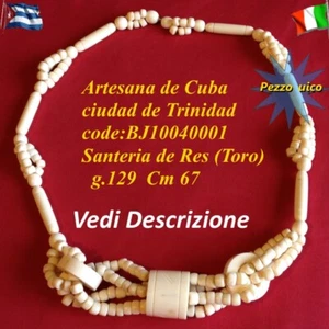 Collana Perle Osso di Toro Arte Cubana Trinidad Pezzo unico - Foto 1 di 6