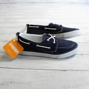 Gymboree Boy's Canvas Sneakers Size 3 Youth Lace Up Boat Shoes Navy Blue - Picture 1 of 9