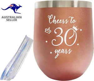 30Th Birthday Gifts for Women, Cheers to 30 Years Birthday, 12Oz Wine Tumbler wi - Picture 1 of 12