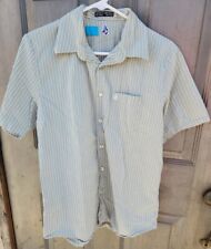 Men's Volcom Tailored Short Sleeved Shirt - L - Green Striped - Free Shipping