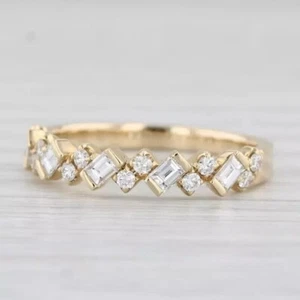 1.55Ct Round & Baguette E-VS1 Lab Grown Diamond Engagement Ring 14K Yellow Gold - Picture 1 of 4
