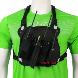 Tactical Chest Rig Bag Harness Radio Pocket Walkie Talkie Front Pack Vest Pouch - Picture 1 of 5