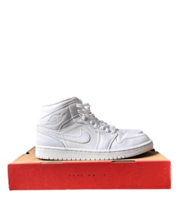 Nike Air Jordan 1 Mid Triple White Men’s Size 9 - Picture 1 of 8