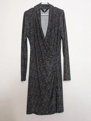 Vestido Kamali Kulture Norma Kamali Imitación Envolvente Cortina Talla Grande Negro Blanco Foto 1 de 4