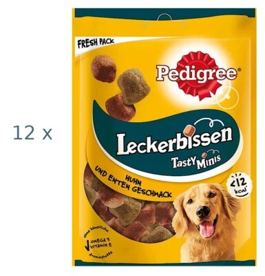 (€20,00/kg) Pedigree Leckerbissen Tasty Minis mit Huhn und Ente Snack 12 x 130 g - Bild 1 von 2