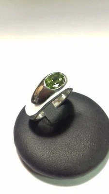 FASCIA ARGENTO PERIDOTO OVALE UOMO DONNA IN ARGENTO 925 - Immagine 1 di 4