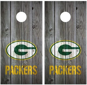 Football Distressed Wood (Grey) Cornhole Board Wraps Decals: CHOOSE YOUR TEAM! - Picture 1 of 9