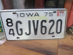 Iowa IA 1975 placa de matrícula de automóvil etiqueta de impuesto original pestaña duplicada vintage - Imagen 1 de 4