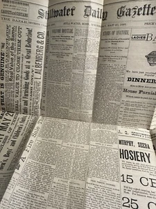 ANTIQUE 1891 ADVERTISING ORIGINAL NEWSPAPER PAGE FOLDED - Picture 1 of 11
