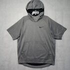 Nike Mens Dri-Fit Spotlight Hoodie L Gray Black Short Sleeve Pullover Space Dye