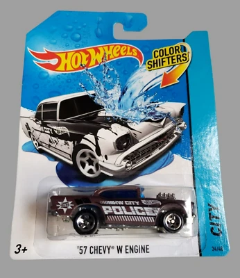 2014 Hot Wheels '57 CHEVY W ENGINE Black HW City 34/48 Color Shifter Series 1:64 - Image 1 of 4