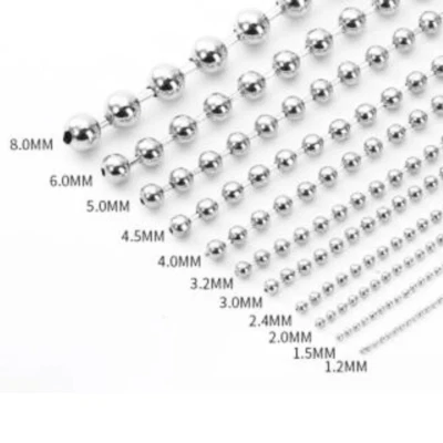 Stainless Steel Ball Chain 16"-40" Dog Tag Bead Necklace 1.5/2/3/4.5mm - Image 1 of 4