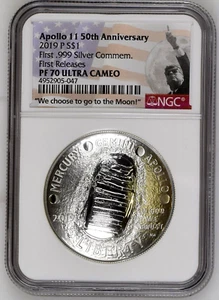2019-P Apollo 11 50th Anniversary Silver Dollar NGC PF70 First Release RARE - Picture 1 of 2