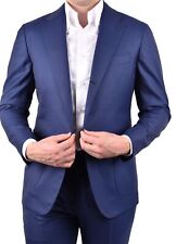 STILE LATINO handmade suit US 48 EU 58 S160 WOOL BLUE Vincenzo Attolini