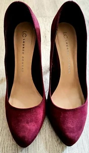LC Lauren Conrad Velvet Wine Heels Size 8 - Picture 1 of 5