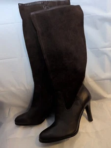 Ralph Lauren Bryce Heel Tall Suede Leather Boots Brown Sz 8B Office Corpcore - Picture 1 of 13