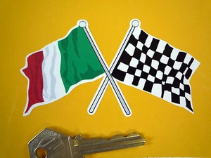 PEGATINA cruzada ITALIANA Y A CUADROS 100 mm Italia Italia Carreras de autos de carreras - Imagen 1 de 1