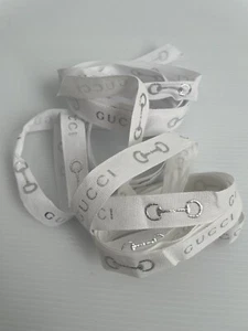 Authentic Gucci Gift Ribbon White Silver Gucci Writing Craft SOLD BY METRE - Picture 1 of 3