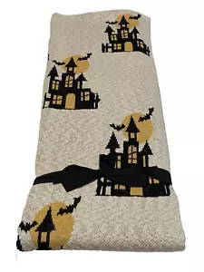 Halloween Throw Blanket Haunted House Oversize 50" x 60" Spooky Scary - Picture 1 of 7