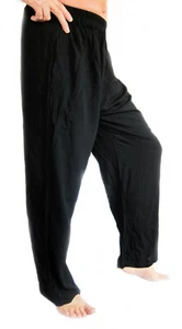 Einfarbig Schwarz Herren Locker Elastisch Hosen Fitness Yoga Sommer One Size Neu - Bild 1 von 6
