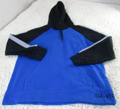 EXPRESS Hoodie Mens Pullover adult Large Hooded Sweatshirt Blue Black Foto 1 de 4