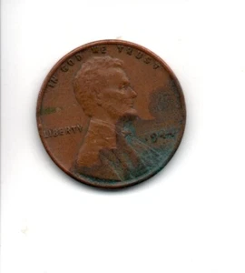 1944 Lincoln wheat penny no mint mark. One Cent Coin, Rim Error “L” In Liberty. - Picture 1 of 2