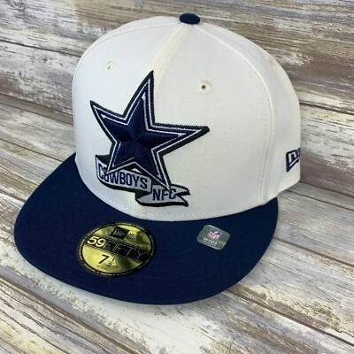 Sombrero ajustado Dallas Cowboys para hombre 7 1/2 crema azul marino New Era lateral 59FIFTY Foto 1 de 4
