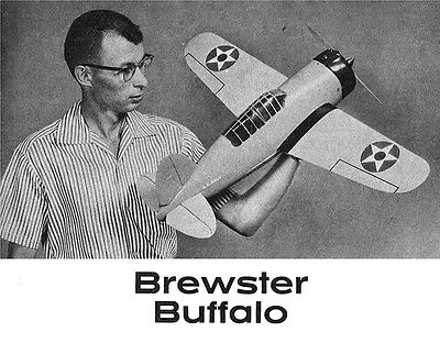 Model Airplane Plans (UC): Brewster Buffalo 1/12 Scale 35" .35-64 (Navy Carrier) - Image 1 of 4