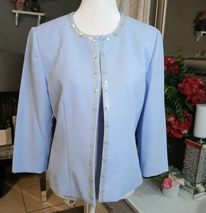 Jessica Howard offener Blazer Glitzer Pailletten Größe 10 blau - Bild 1 von 7
